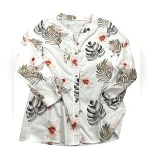 Women’s Button Down‎ Floral Long Sleeve Top Size Small No Tag White